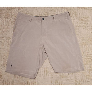 Linksoul Golf Men's Solid Khaki Beige Tan Flat Chino 5 Pocket Shorts Size 36
